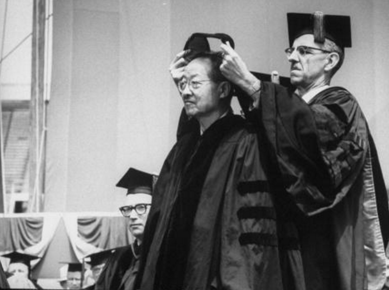 Y. R. Chao receiving a Berkeley honorary degree, 1963