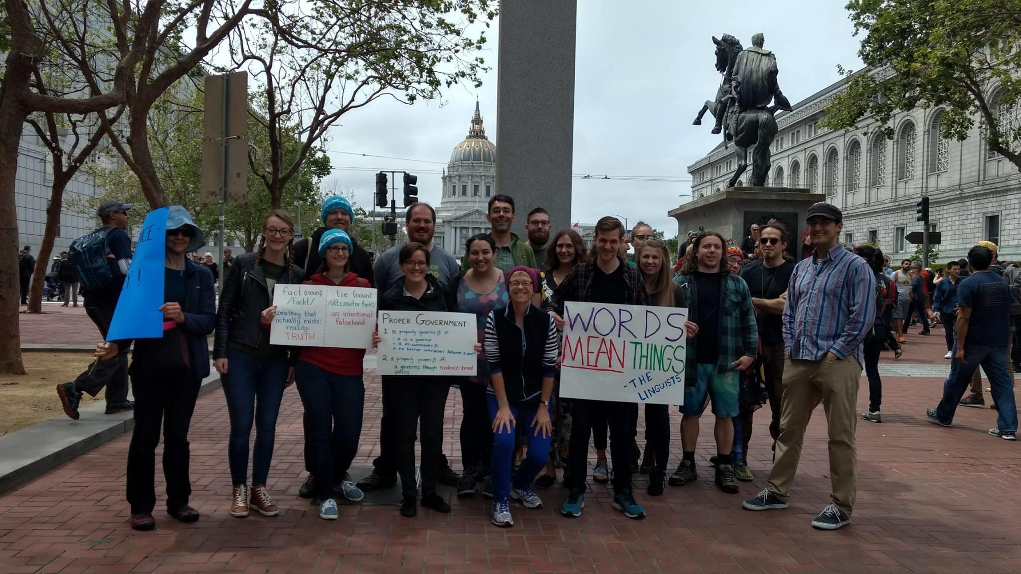 Berkeley linguists at the March for Science, San Francisco, 2017