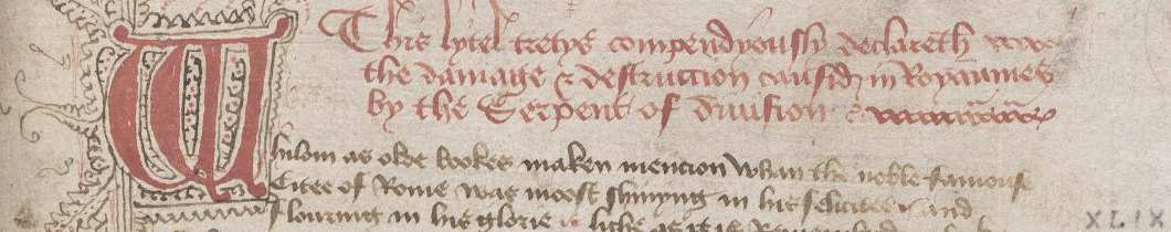 Lydgate, manuscript, "Damage and destruction in realmes"