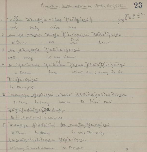 Achumawi transcription, 1931