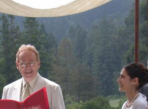 Chuck Fillmore officiating at Tess Wood wedding